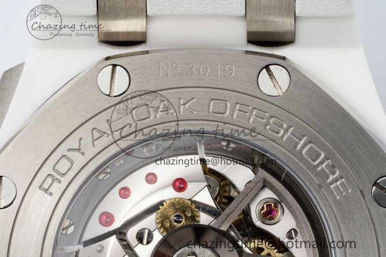 Chic Royal Oak Offshore 44mm White Ceramic APF 1:1 Best Edition White Dial on Rubber Strap A 4725