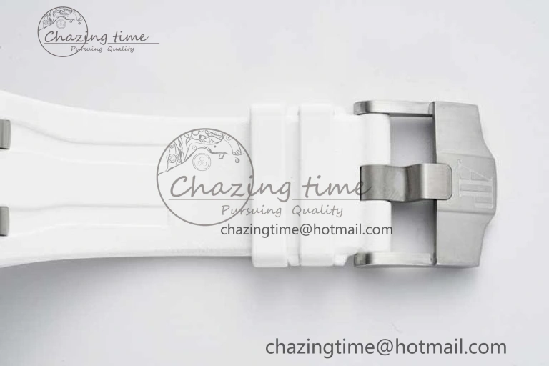 Chic Royal Oak Offshore 44mm White Ceramic APF 1:1 Best Edition White Dial on Rubber Strap A 4725