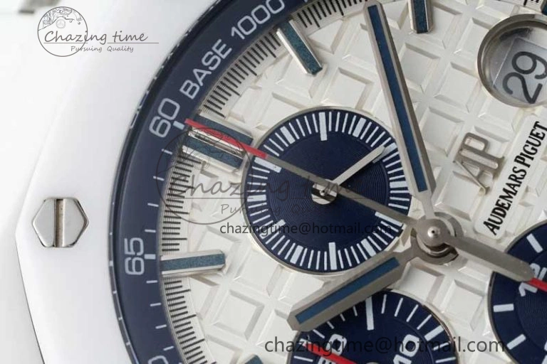 Chic Royal Oak Offshore 44mm White Ceramic APF 1:1 Best Edition White Dial on Rubber Strap A 4725
