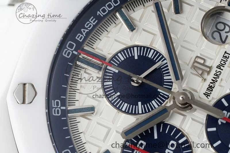 Chic Royal Oak Offshore 44mm White Ceramic APF 1:1 Best Edition White Dial on Rubber Strap A 4725