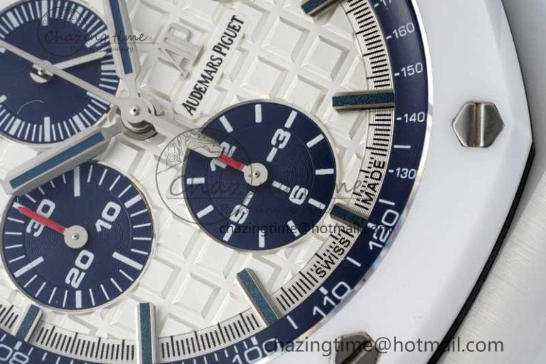 Chic Royal Oak Offshore 44mm White Ceramic APF 1:1 Best Edition White Dial on Rubber Strap A 4725