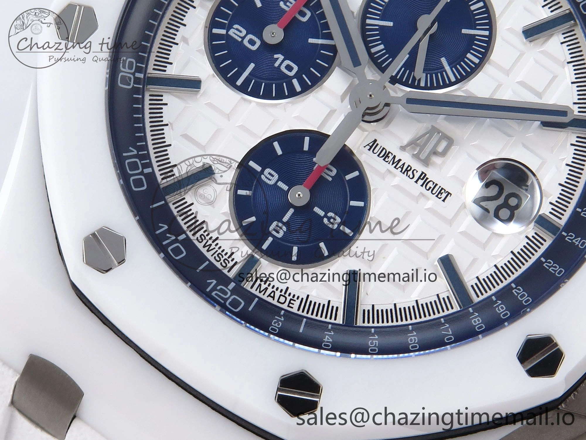 EyeCatching Royal Oak Offshore 44mm White Ceramic TKF 1:1 Best Edition White Dial on White Rubber Strap A 4360