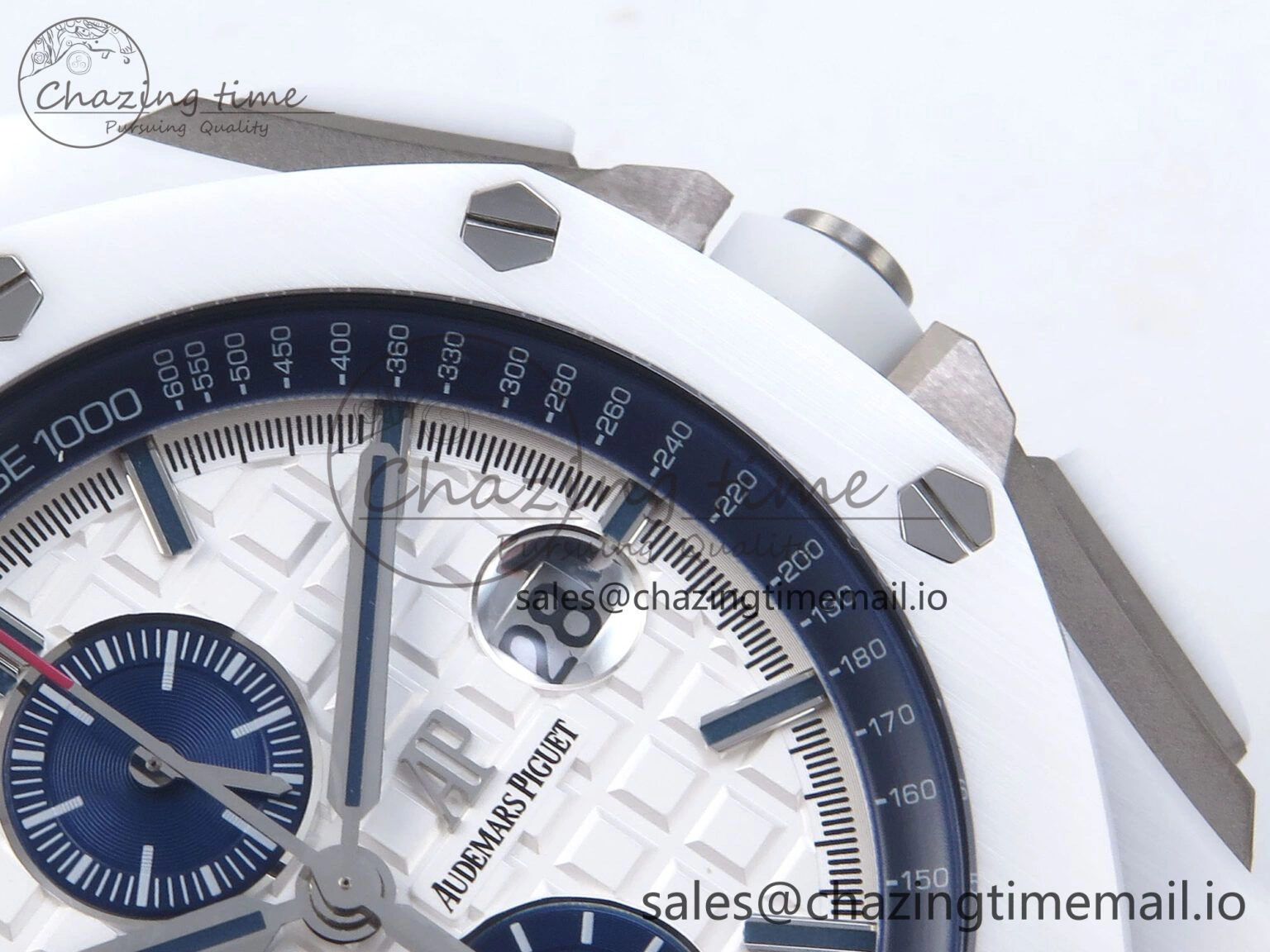 EyeCatching Royal Oak Offshore 44mm White Ceramic TKF 1:1 Best Edition White Dial on White Rubber Strap A 4360