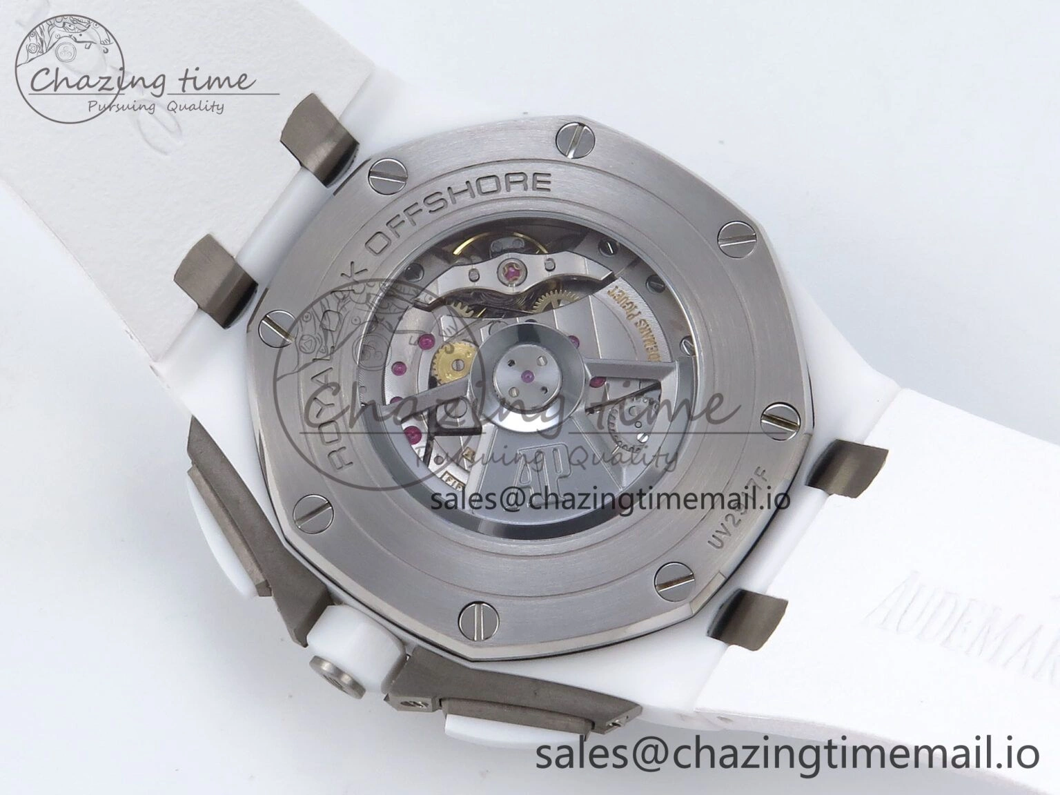 EyeCatching Royal Oak Offshore 44mm White Ceramic TKF 1:1 Best Edition White Dial on White Rubber Strap A 4360