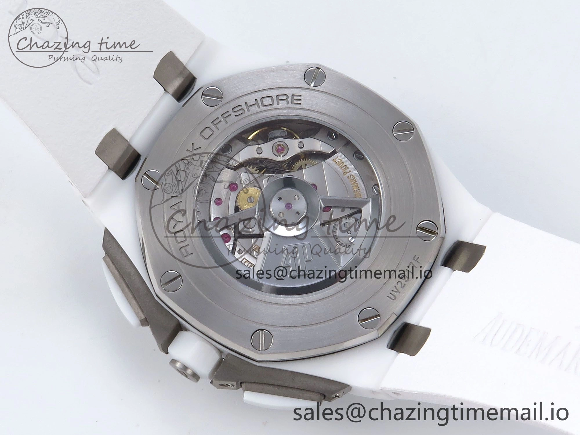 EyeCatching Royal Oak Offshore 44mm White Ceramic TKF 1:1 Best Edition White Dial on White Rubber Strap A 4360