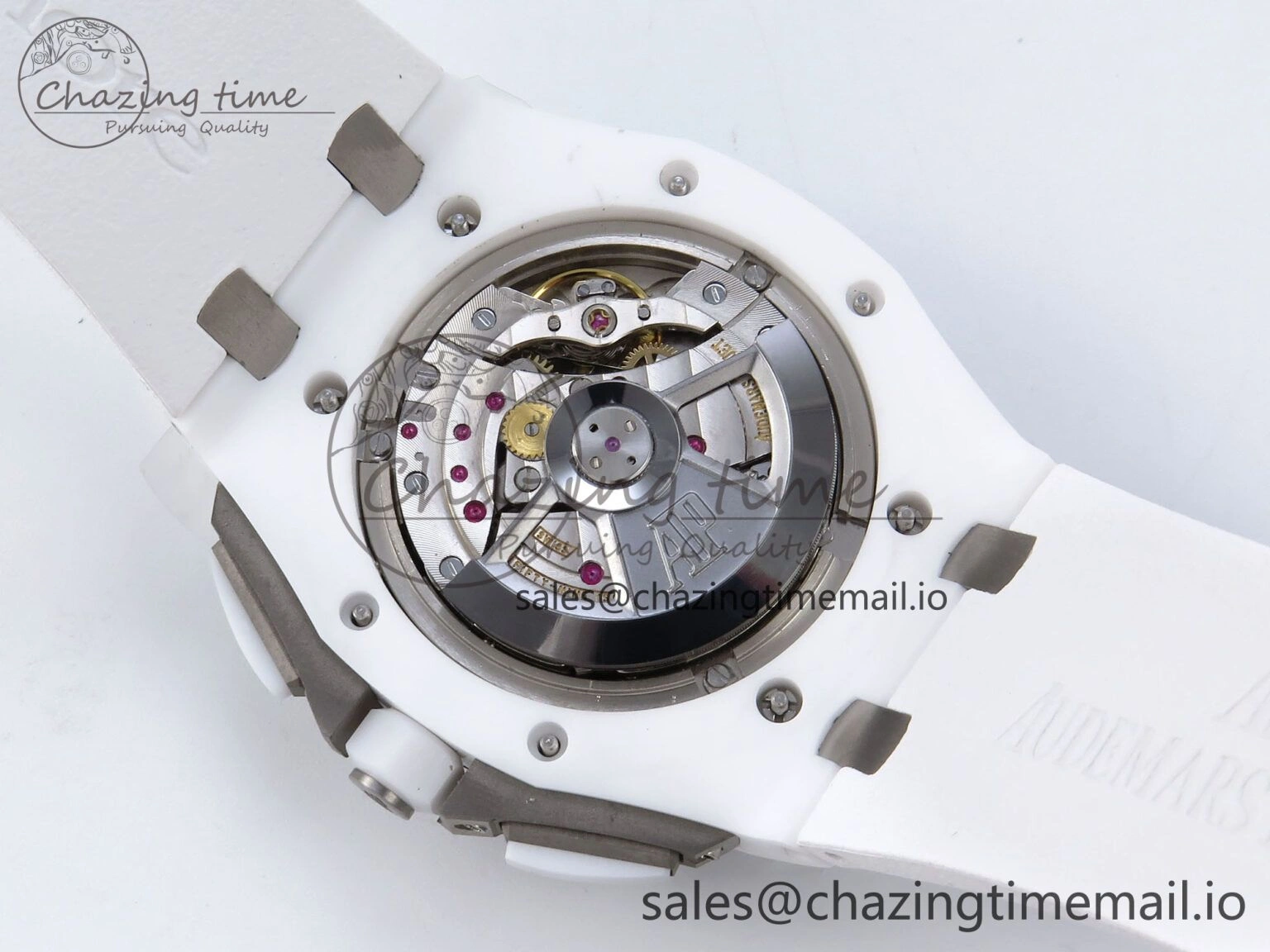 EyeCatching Royal Oak Offshore 44mm White Ceramic TKF 1:1 Best Edition White Dial on White Rubber Strap A 4360
