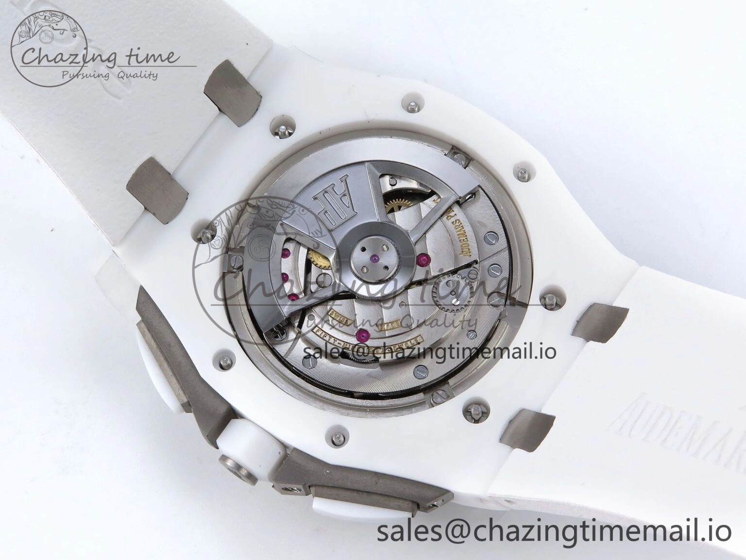 EyeCatching Royal Oak Offshore 44mm White Ceramic TKF 1:1 Best Edition White Dial on White Rubber Strap A 4360