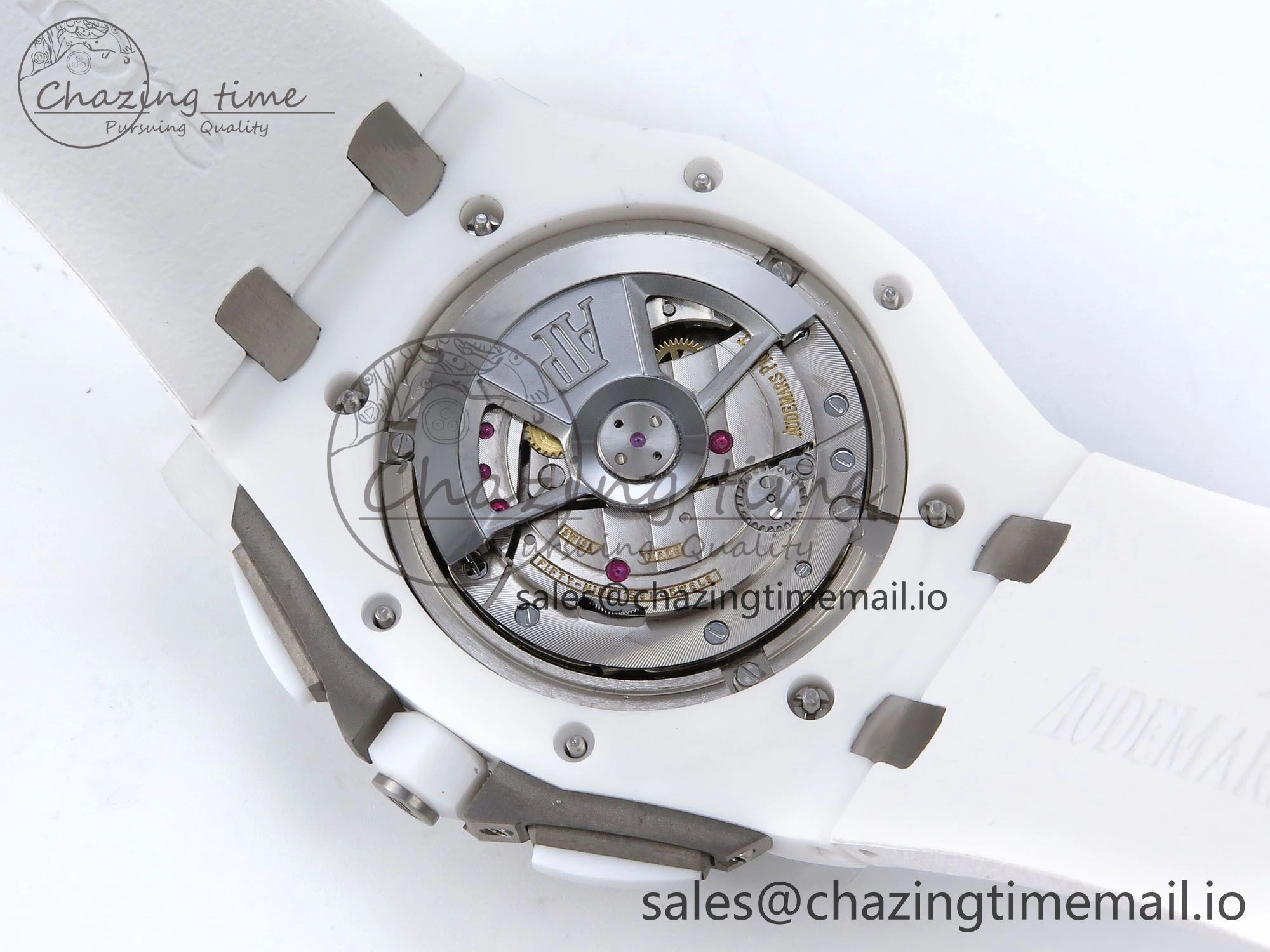 EyeCatching Royal Oak Offshore 44mm White Ceramic TKF 1:1 Best Edition White Dial on White Rubber Strap A 4360