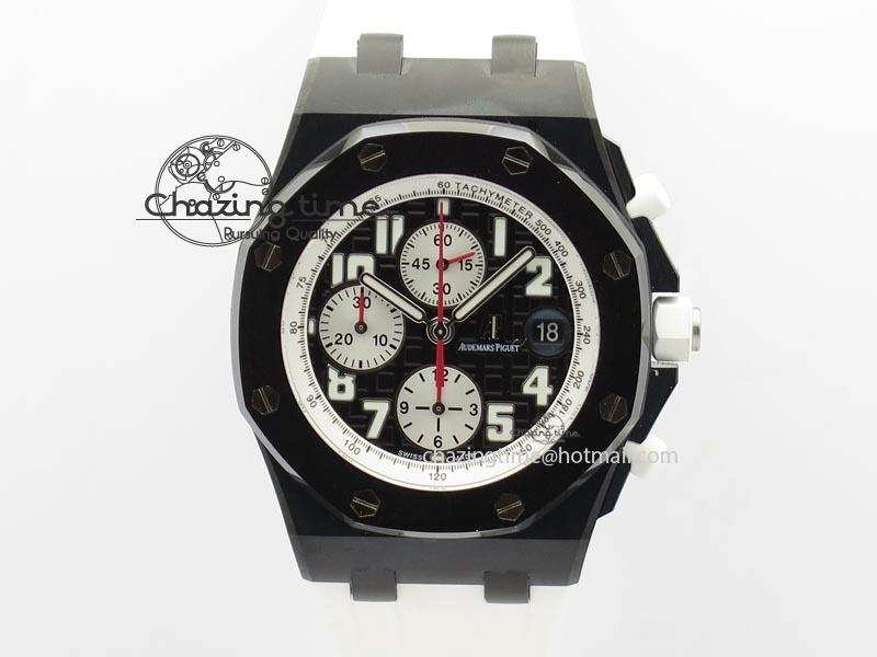 UrbanChic Royal Oak Offshore Black & White Marcus JF Best Edition On White Rubber Strap A7750 (Free Black Strap) 5068