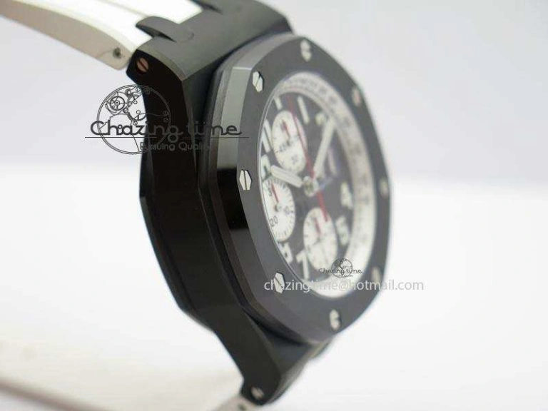 UrbanChic Royal Oak Offshore Black & White Marcus JF Best Edition On White Rubber Strap A7750 (Free Black Strap) 5068