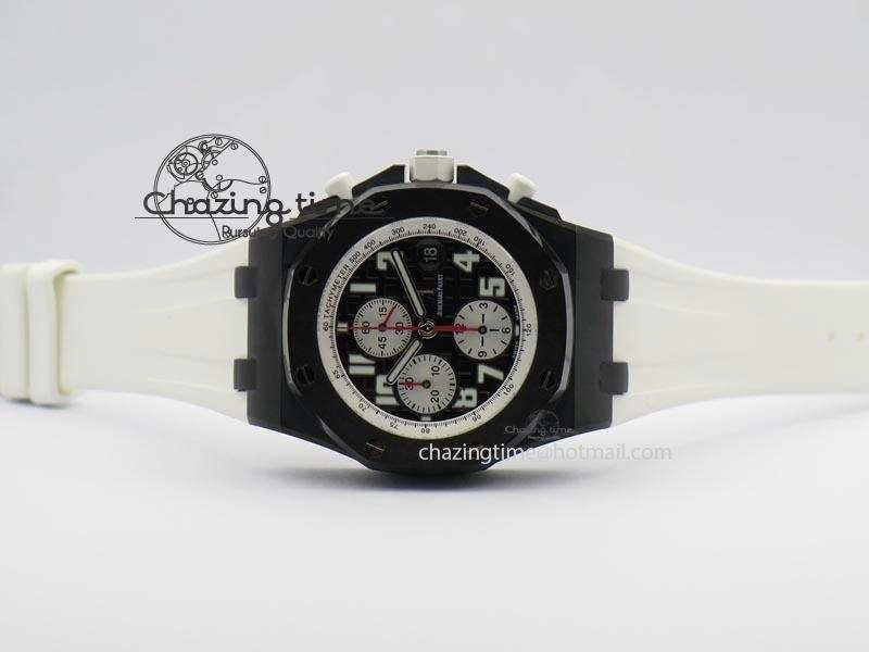 UrbanChic Royal Oak Offshore Black & White Marcus JF Best Edition On White Rubber Strap A7750 (Free Black Strap) 5068