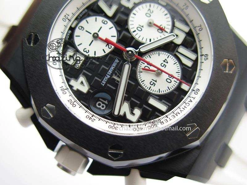 UrbanChic Royal Oak Offshore Black & White Marcus JF Best Edition On White Rubber Strap A7750 (Free Black Strap) 5068