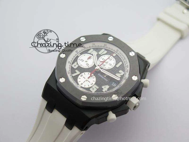 UrbanChic Royal Oak Offshore Black & White Marcus JF Best Edition On White Rubber Strap A7750 (Free Black Strap) 5068
