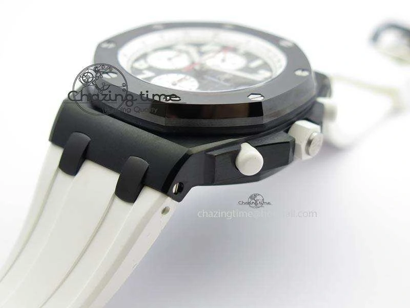 UrbanChic Royal Oak Offshore Black & White Marcus JF Best Edition On White Rubber Strap A7750 (Free Black Strap) 5068