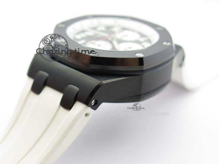 UrbanChic Royal Oak Offshore Black & White Marcus JF Best Edition On White Rubber Strap A7750 (Free Black Strap) 5068