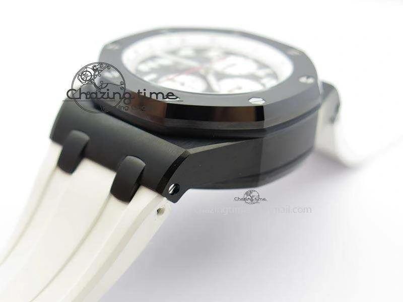 UrbanChic Royal Oak Offshore Black & White Marcus JF Best Edition On White Rubber Strap A7750 (Free Black Strap) 5068