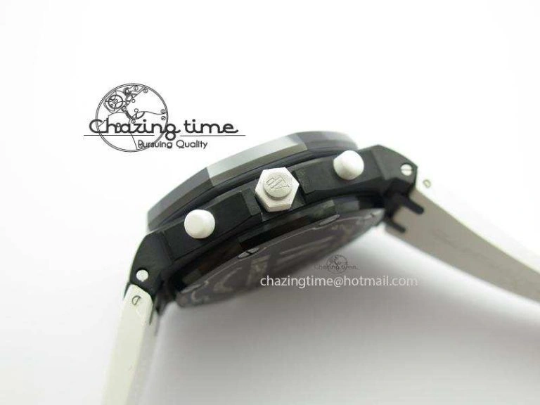 UrbanChic Royal Oak Offshore Black & White Marcus JF Best Edition On White Rubber Strap A7750 (Free Black Strap) 5068