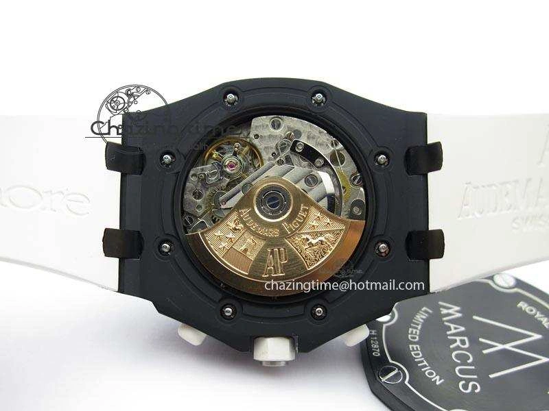 UrbanChic Royal Oak Offshore Black & White Marcus JF Best Edition On White Rubber Strap A7750 (Free Black Strap) 5068