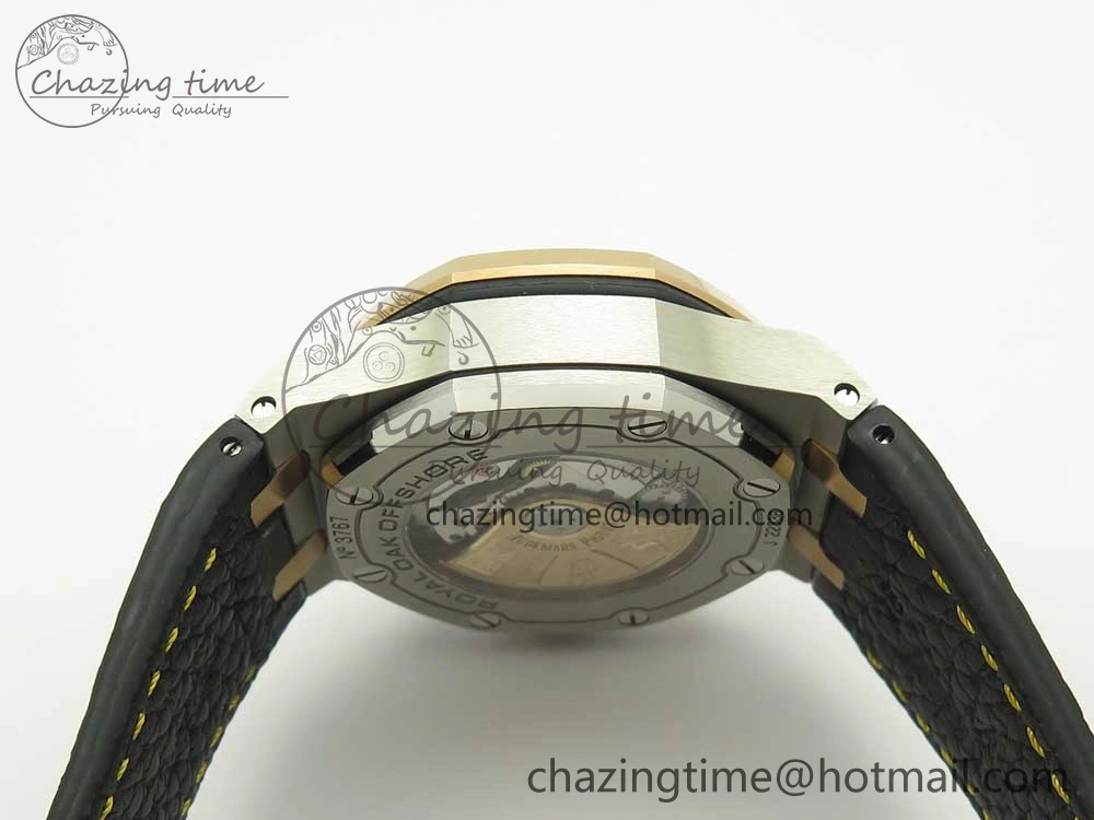 Royal Oak Offshore Bucherer JF Best Edition Two Tone Blue Dial on Black Leather Strap A3126 (Free Rubber Strap) Stretchable 4886