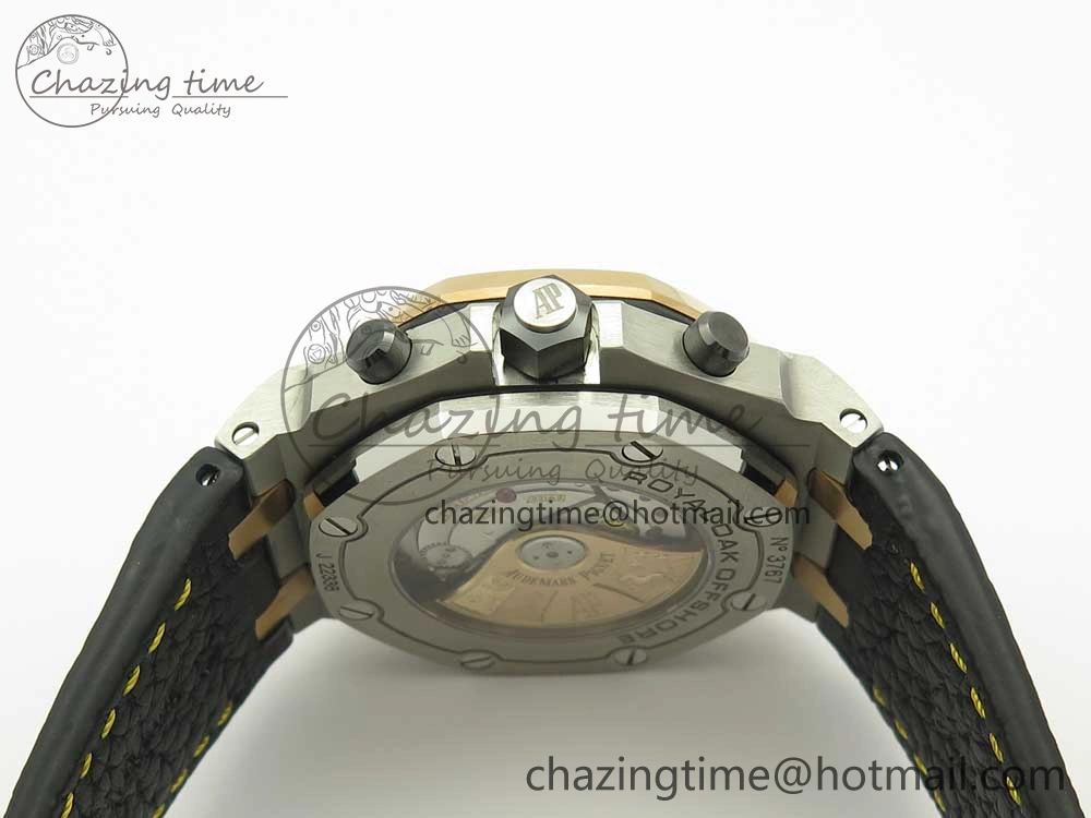 Royal Oak Offshore Bucherer JF Best Edition Two Tone Blue Dial on Black Leather Strap A3126 (Free Rubber Strap) Stretchable 4886