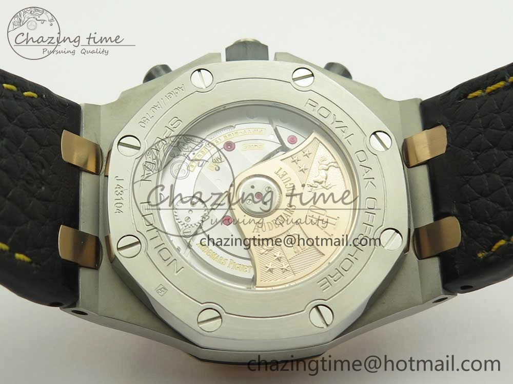Royal Oak Offshore Bucherer JF Best Edition Two Tone Blue Dial on Black Leather Strap A3126 (Free Rubber Strap) Stretchable 4886