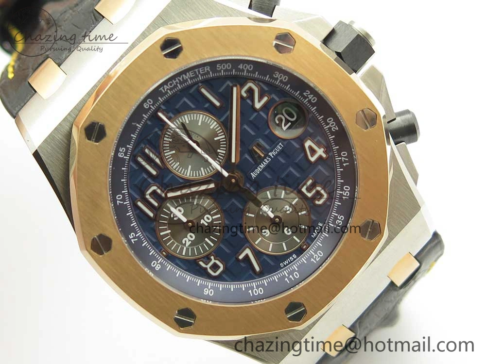 Royal Oak Offshore Bucherer JF Best Edition Two Tone Blue Dial on Black Leather Strap A QuickDry 4891