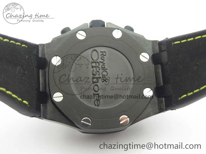 Comfortable Royal Oak Offshore Bumble Bee Forged Carbon 1:1 JF Best Edition On Leather Strap A7750 V2 w- Cyclops 4946