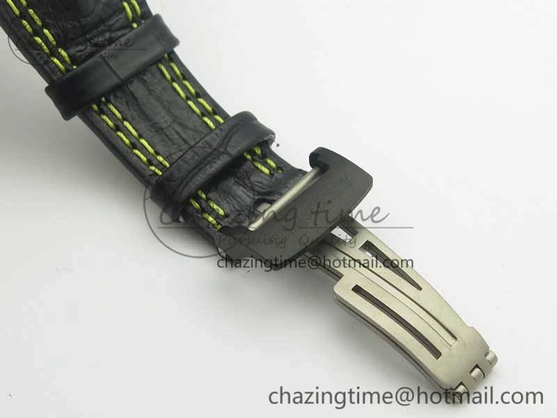 Comfortable Royal Oak Offshore Bumble Bee Forged Carbon 1:1 JF Best Edition On Leather Strap A7750 V2 w- Cyclops 4946