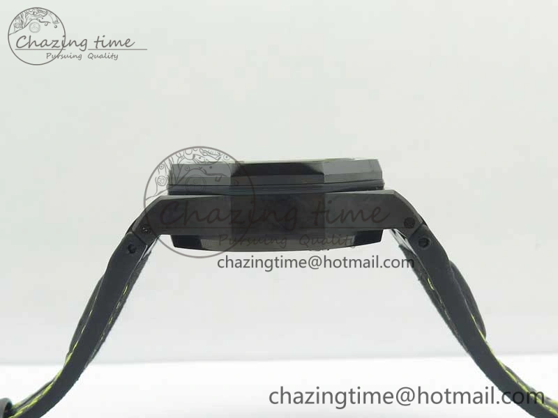 Comfortable Royal Oak Offshore Bumble Bee Forged Carbon 1:1 JF Best Edition On Leather Strap A7750 V2 w- Cyclops 4946