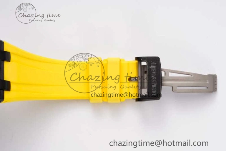 Elegant Royal Oak Offshore Bumble Bee Forged Carbon 1:1 JJF Best Edition on Yellow Rubber Strap A 4609