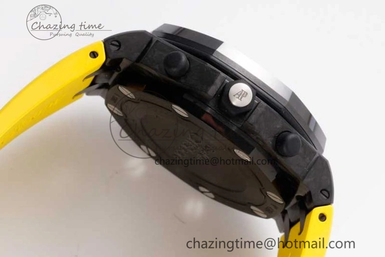 Elegant Royal Oak Offshore Bumble Bee Forged Carbon 1:1 JJF Best Edition on Yellow Rubber Strap A 4609