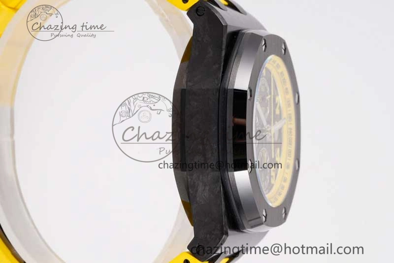 Elegant Royal Oak Offshore Bumble Bee Forged Carbon 1:1 JJF Best Edition on Yellow Rubber Strap A 4609
