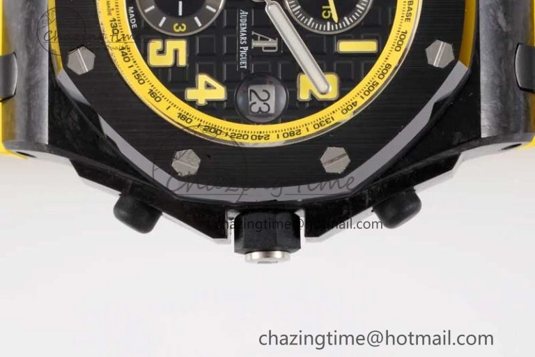 Elegant Royal Oak Offshore Bumble Bee Forged Carbon 1:1 JJF Best Edition on Yellow Rubber Strap A 4609