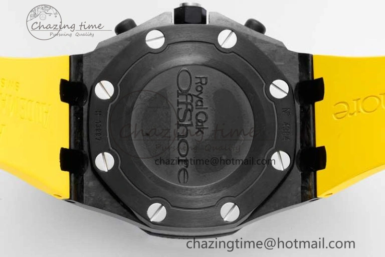 Elegant Royal Oak Offshore Bumble Bee Forged Carbon 1:1 JJF Best Edition on Yellow Rubber Strap A 4609
