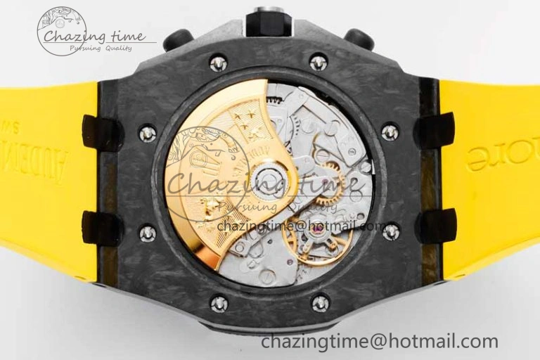 Elegant Royal Oak Offshore Bumble Bee Forged Carbon 1:1 JJF Best Edition on Yellow Rubber Strap A 4609
