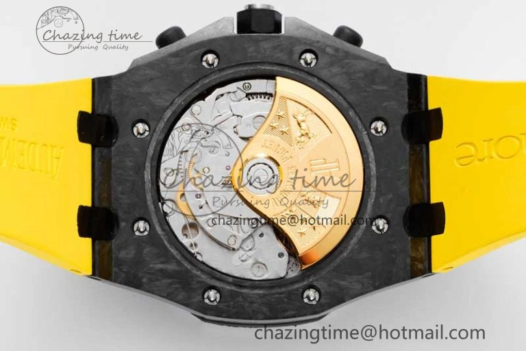 Elegant Royal Oak Offshore Bumble Bee Forged Carbon 1:1 JJF Best Edition on Yellow Rubber Strap A 4609