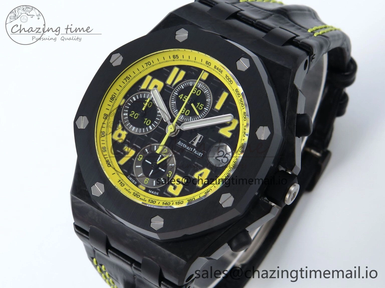 Royal Oak Offshore ‘Bumble Bee’ TKF Best Edition on Black Leather Strap A Durable 4356