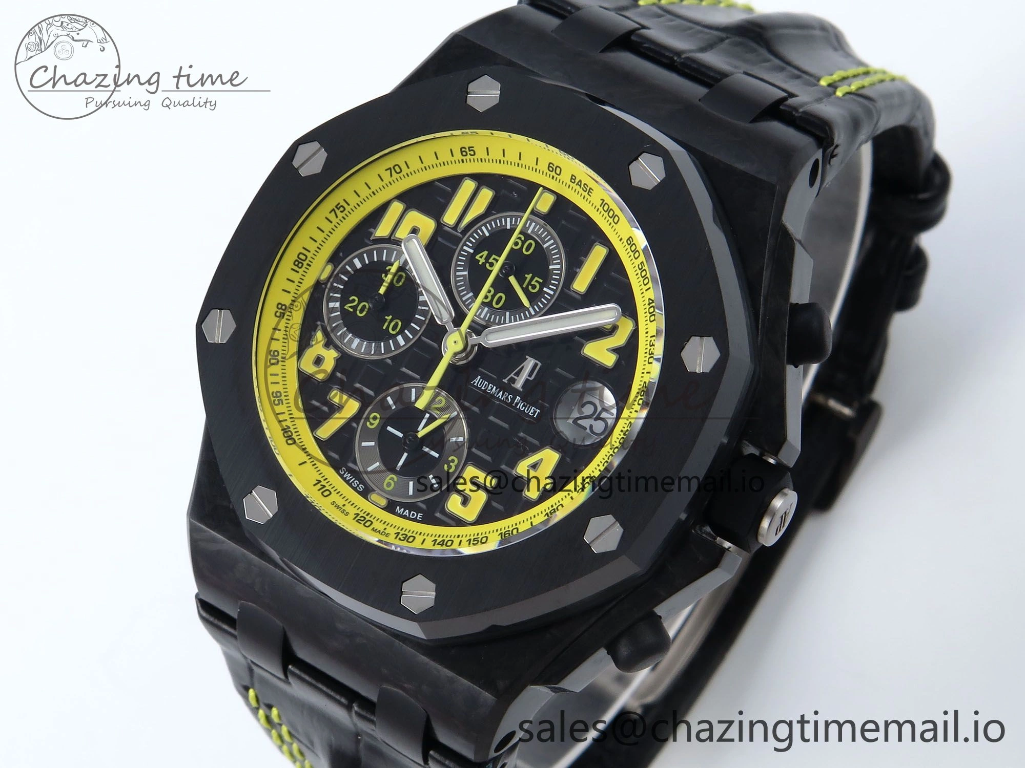 Royal Oak Offshore ‘Bumble Bee’ TKF Best Edition on Black Leather Strap A Durable 4356
