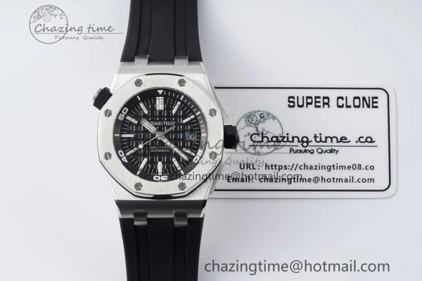 Royal Oak Offshore Diver 15703 APSF 1:1 Best Edition Black Dial on Black Rubber Strap A3120 Super Clone UrbanChic 4707