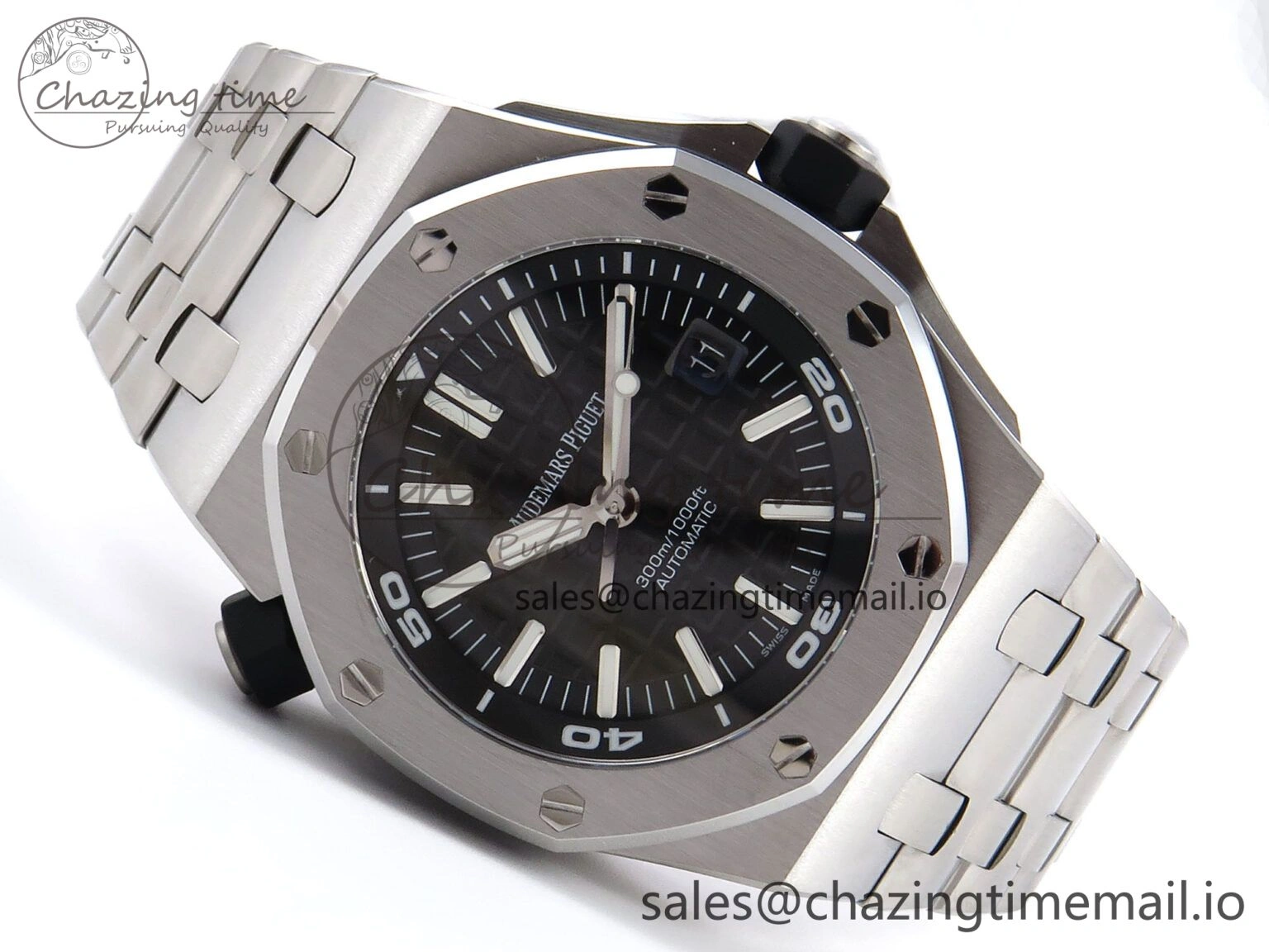Breathable Royal Oak Offshore Diver 15703 APSF 1:1 Best Edition Black Dial on SS Bracelet SA3120 Super Clone 4391