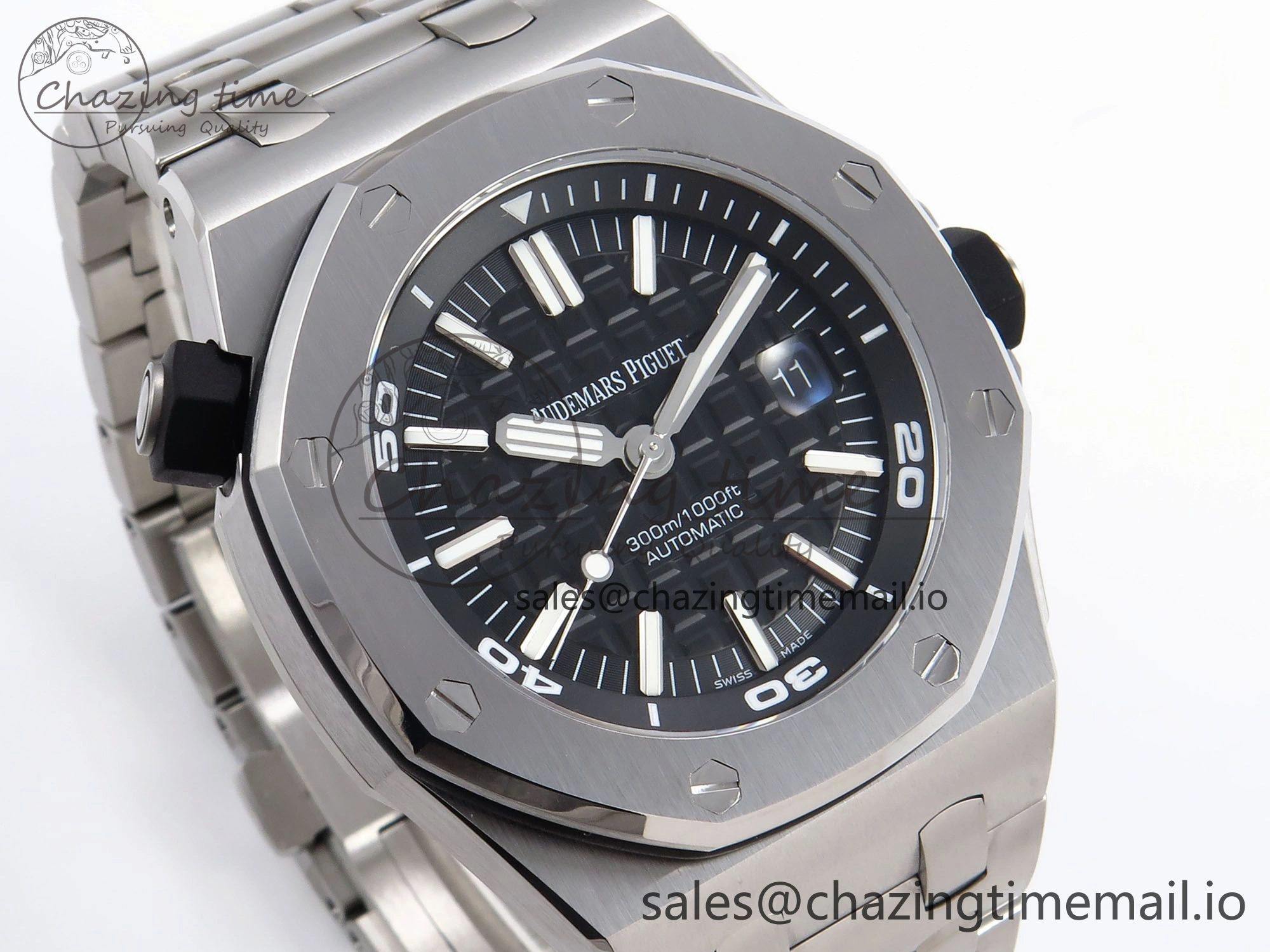 Breathable Royal Oak Offshore Diver 15703 APSF 1:1 Best Edition Black Dial on SS Bracelet SA3120 Super Clone 4391