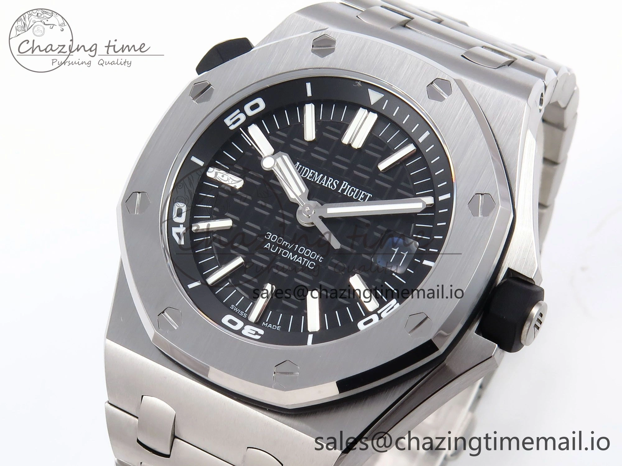 Breathable Royal Oak Offshore Diver 15703 APSF 1:1 Best Edition Black Dial on SS Bracelet SA3120 Super Clone 4391