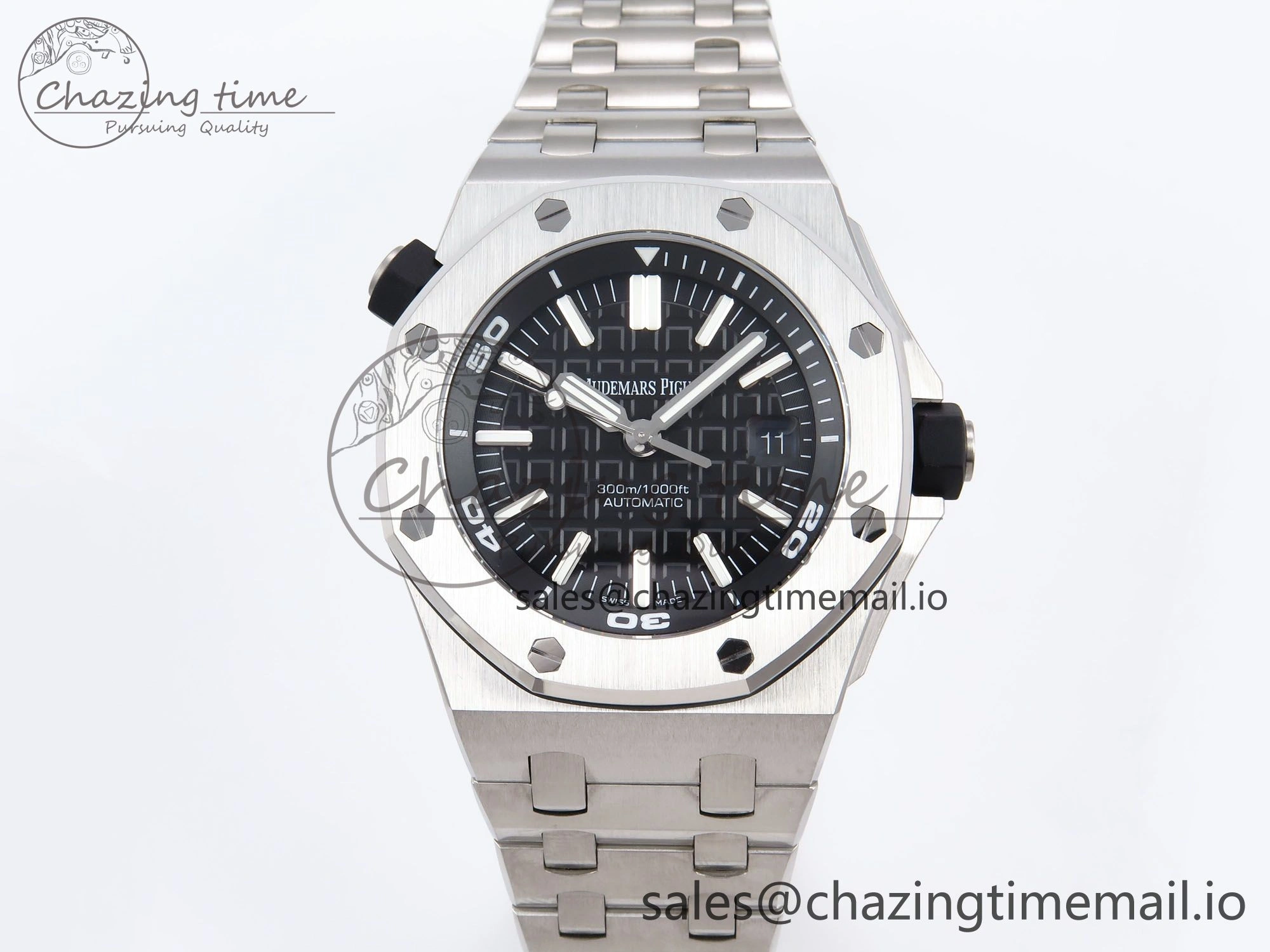 Breathable Royal Oak Offshore Diver 15703 APSF 1:1 Best Edition Black Dial on SS Bracelet SA3120 Super Clone 4391