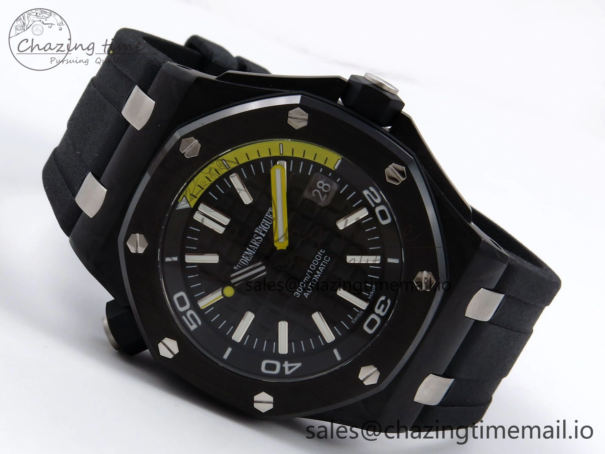 Comfortable Royal Oak Offshore Diver 15706 Forged Carbon IPF Best Edition on Rubber Strap MIYOTA 4394