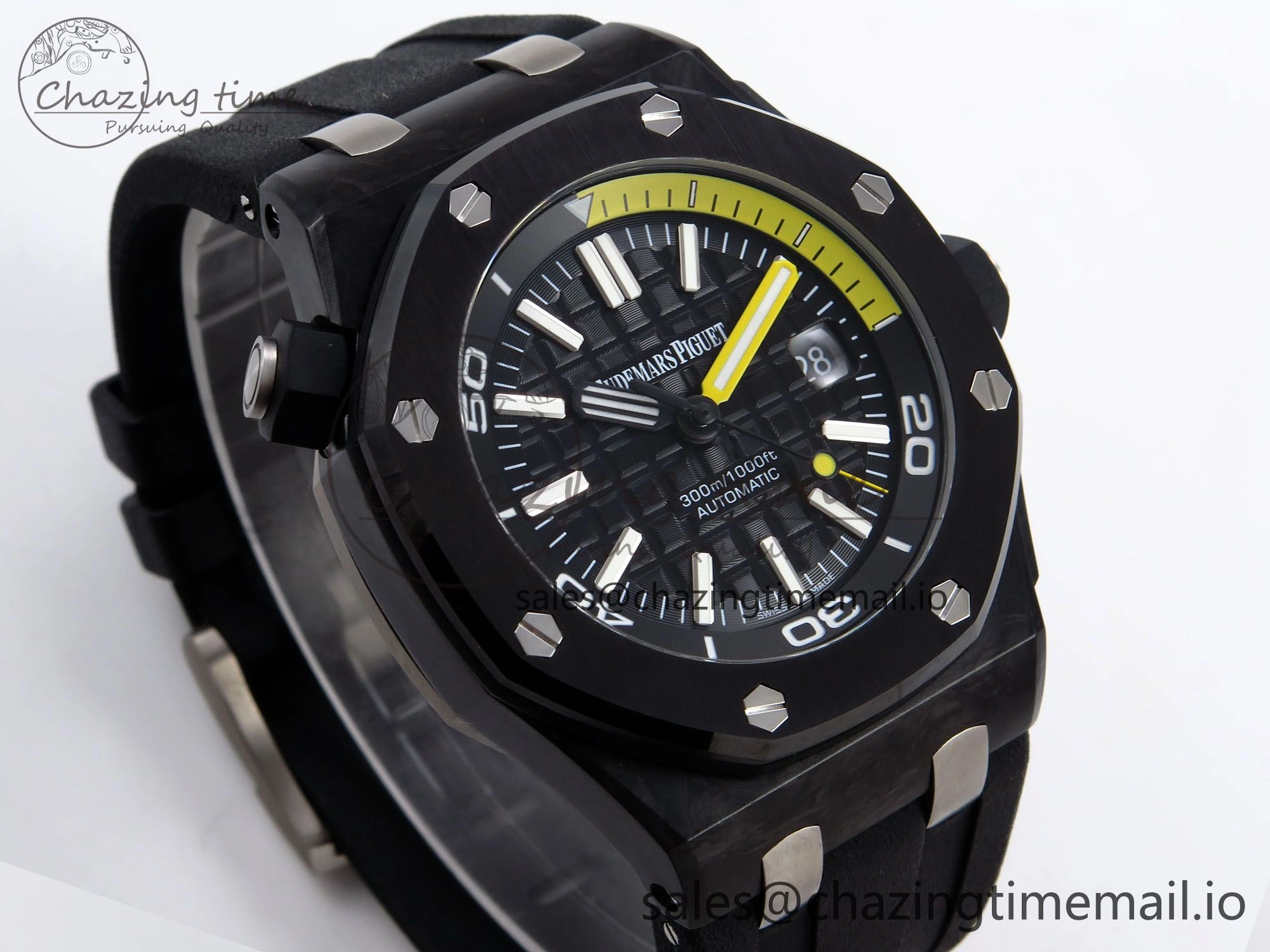 Comfortable Royal Oak Offshore Diver 15706 Forged Carbon IPF Best Edition on Rubber Strap MIYOTA 4394