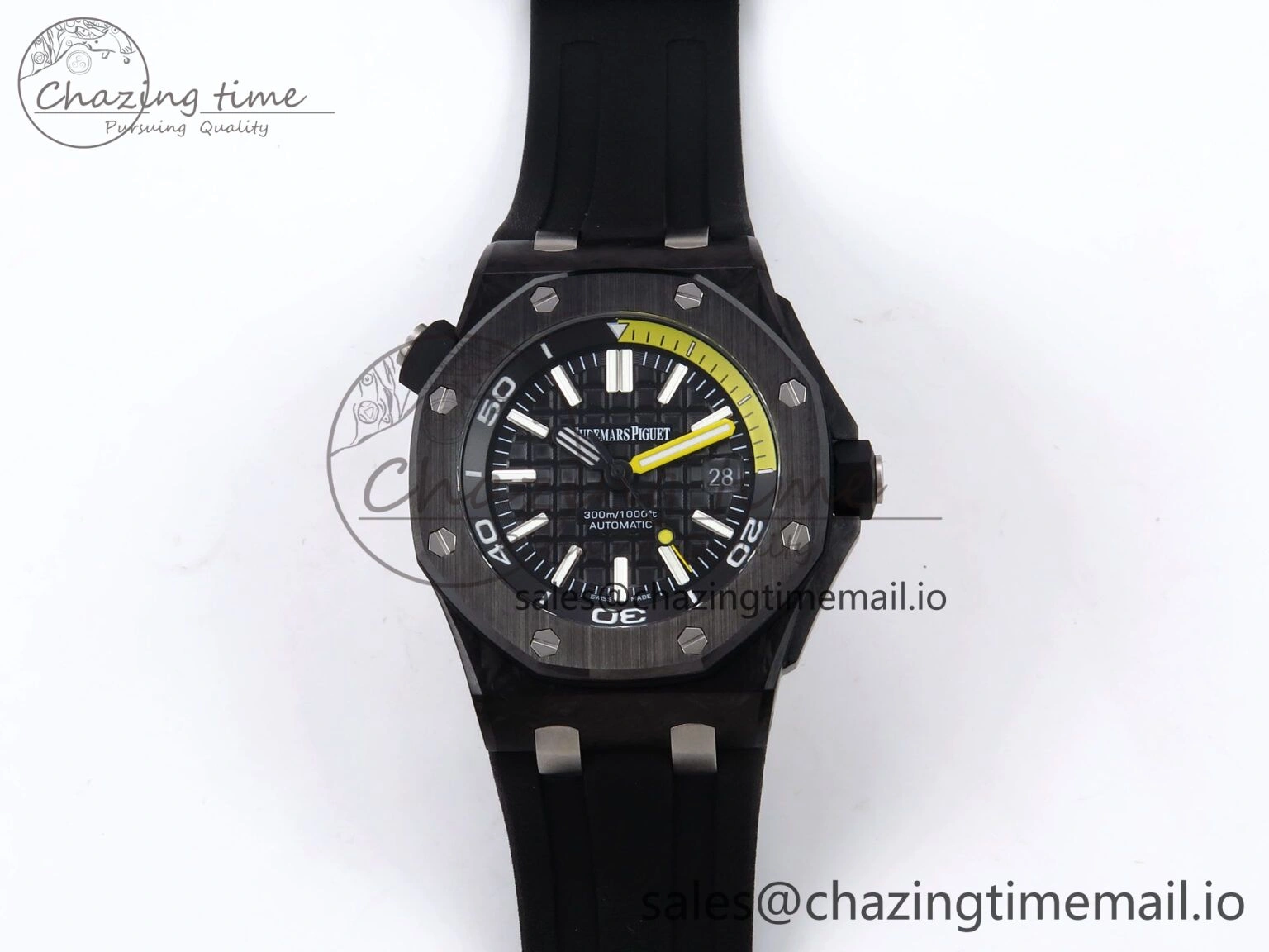 Comfortable Royal Oak Offshore Diver 15706 Forged Carbon IPF Best Edition on Rubber Strap MIYOTA 4394
