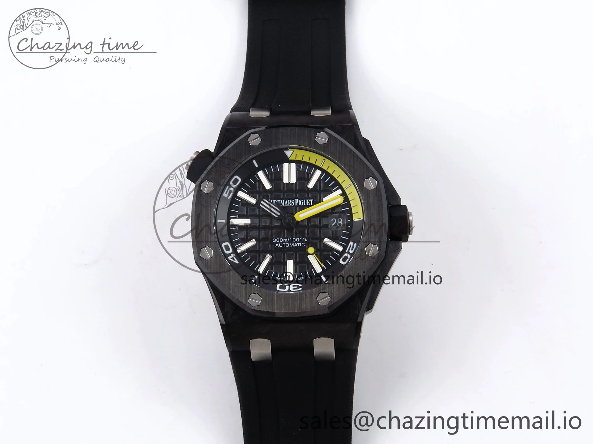 Comfortable Royal Oak Offshore Diver 15706 Forged Carbon IPF Best Edition on Rubber Strap MIYOTA 4394