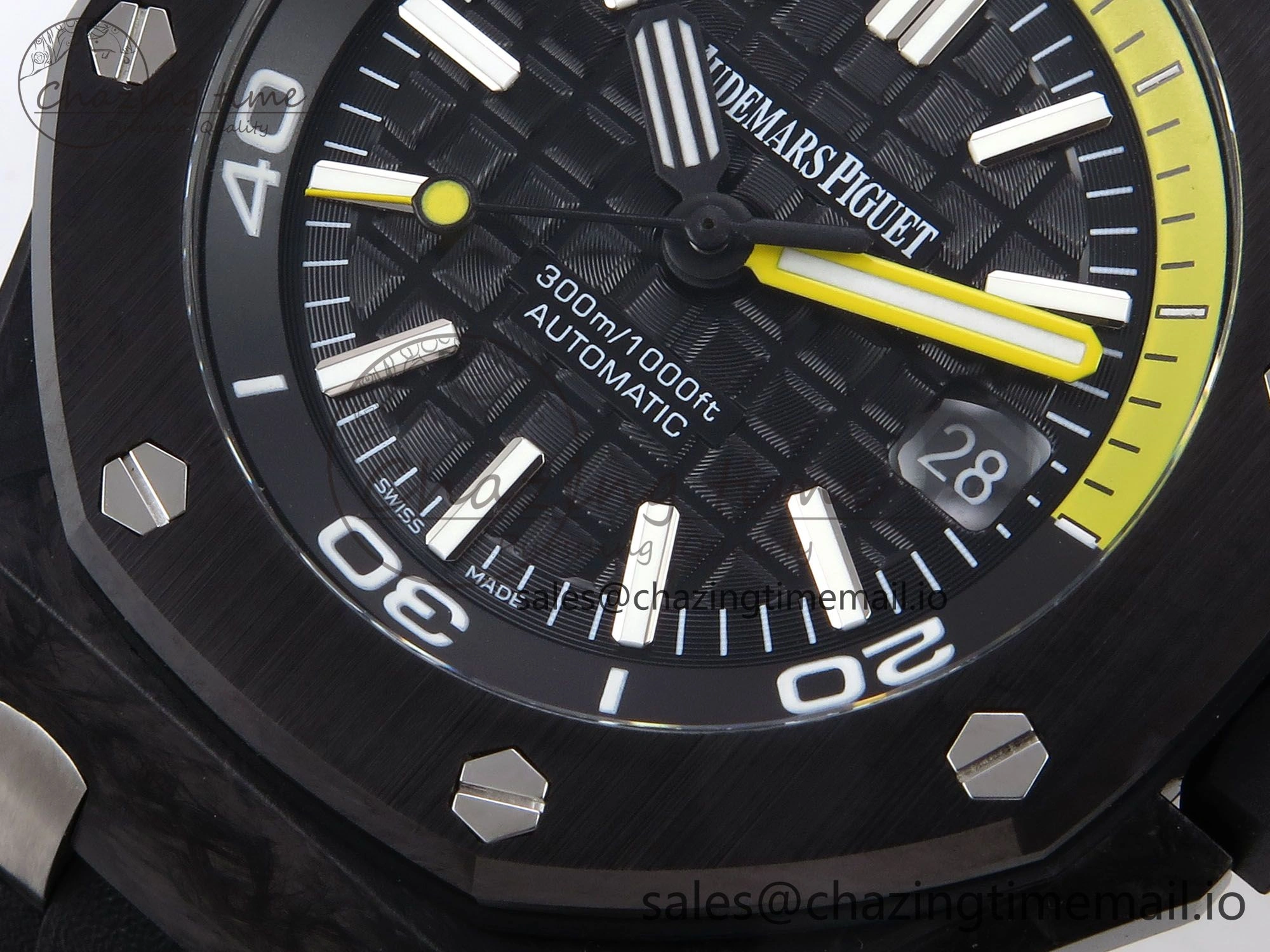 Comfortable Royal Oak Offshore Diver 15706 Forged Carbon IPF Best Edition on Rubber Strap MIYOTA 4394