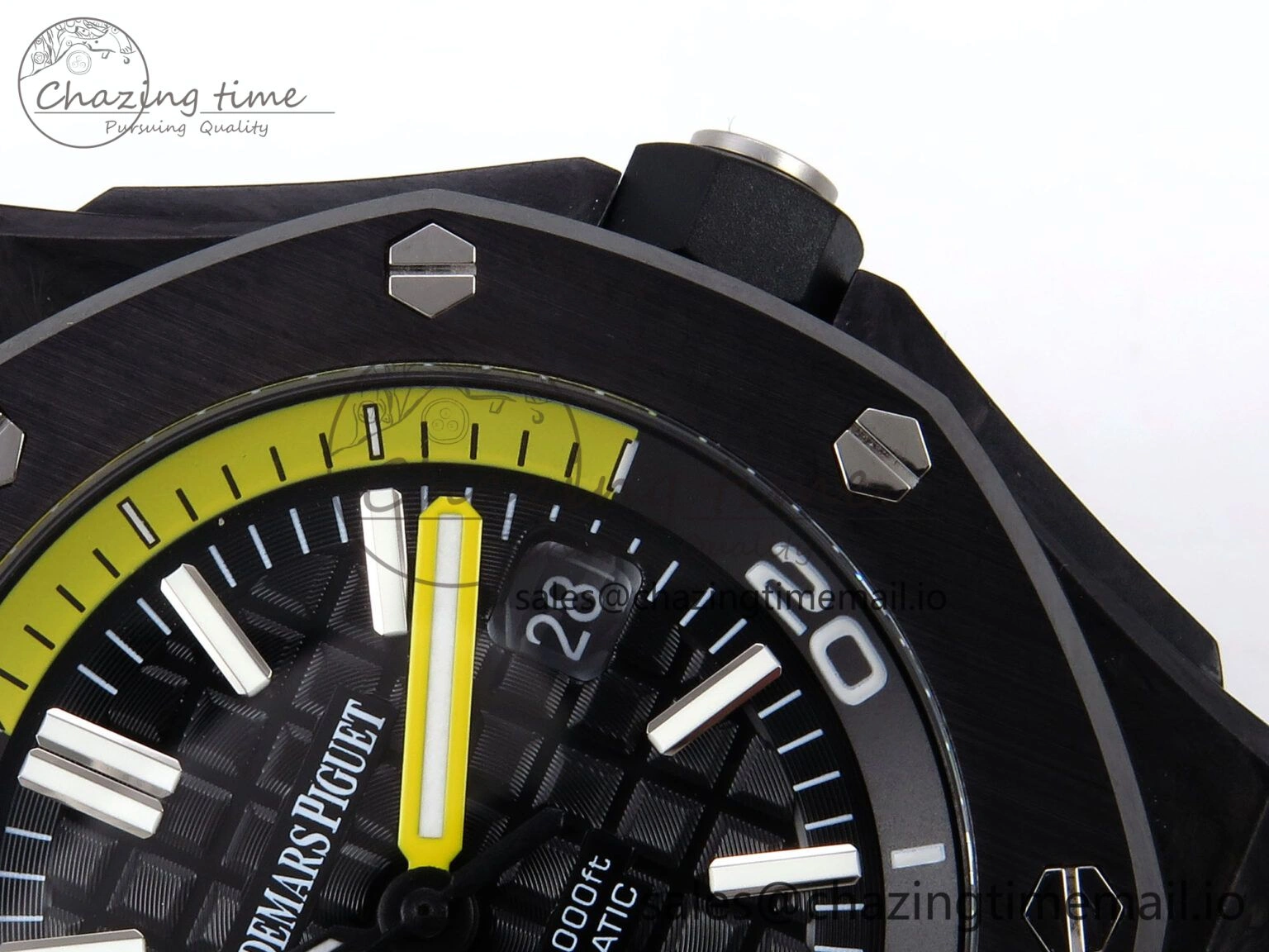 Comfortable Royal Oak Offshore Diver 15706 Forged Carbon IPF Best Edition on Rubber Strap MIYOTA 4394