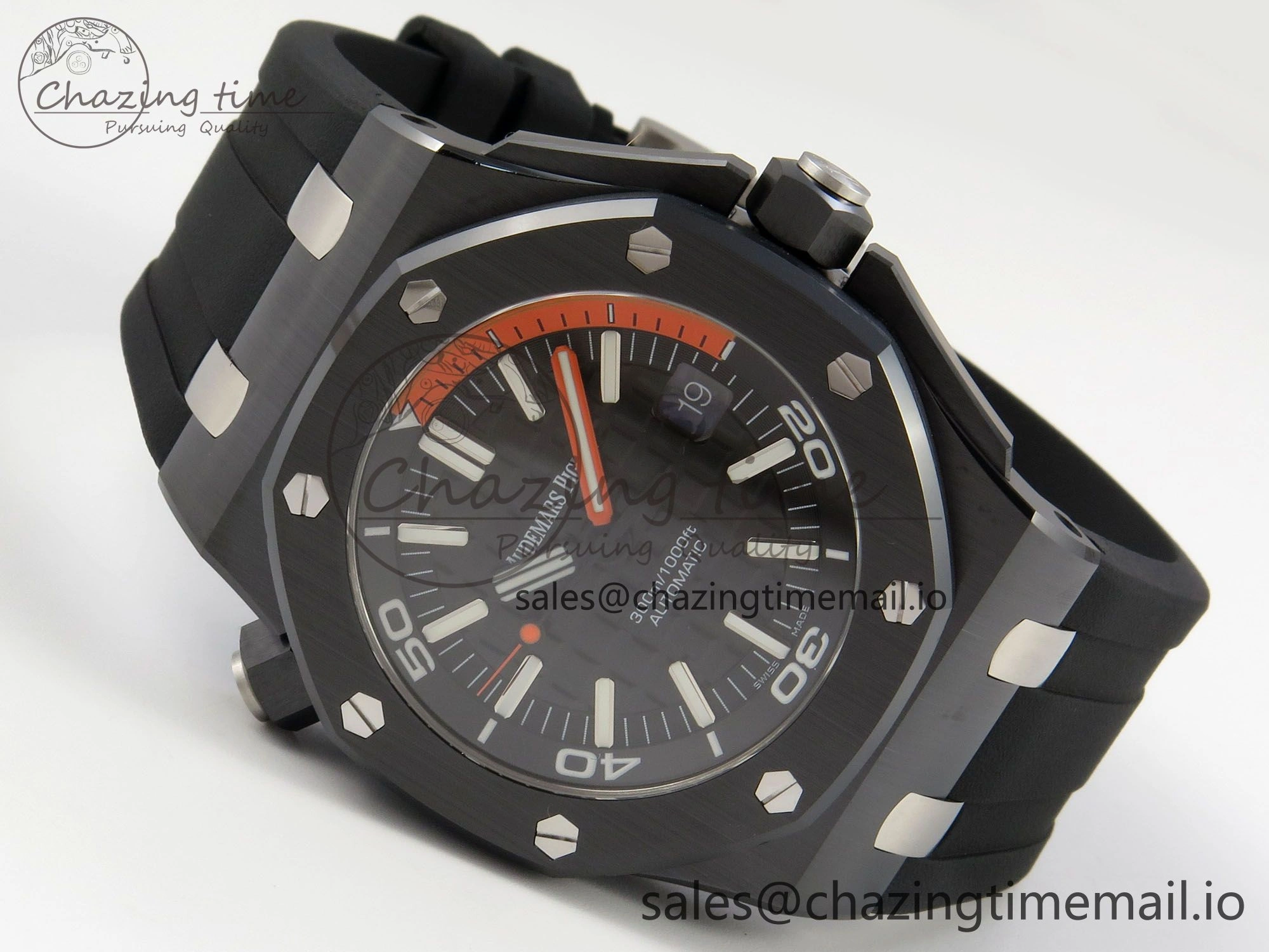 Neat Royal Oak Offshore Diver 15707 Black Ceramic APSF Black Orange Dial on Black Rubber Strap SH3120 Super Clone 4255